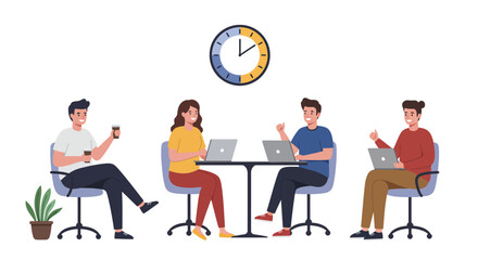 Team of People Working Together with Laptops.