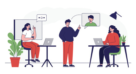 Team Members Collaborating in a Modern Office Setting.