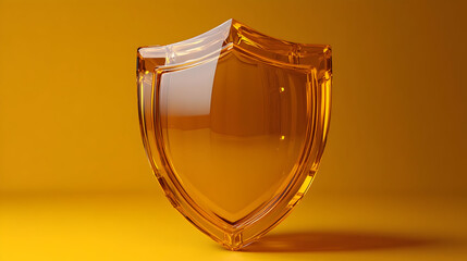 Amber Glass Shield on Yellow Background
