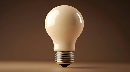 Beige Lightbulb on Brown Background