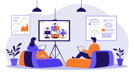 People Engaging in a Video Conference Meeting.