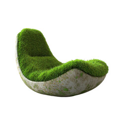 Modern eco-friendly chair made of natural materials, placed in a serene garden setting