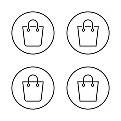 Online shopping bag outline icon in circular line. Market tote symbol for ecommerce or retail