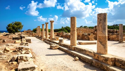Ancient ruins under a bright sky