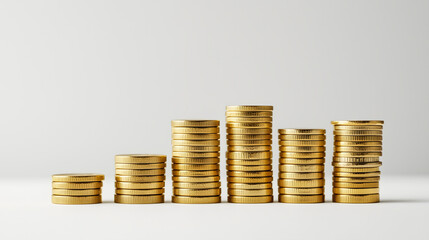 Stacked Gold Coins with Increasing Height