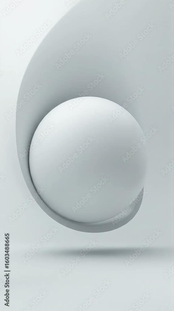 Poster abstract 3d rendering of a sphere partially enclosed by a curved plane