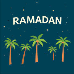 Obraz premium A charming, stylized illustration depicting Ramadan with the text 
