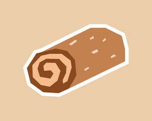 Swiss Roll Sticker with Flat Soft Color Palette in Cutout Style