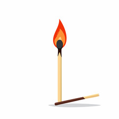 Used matchstick &ndash; Burnt matchstick with blackened tip lying flat.
