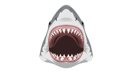 Naklejka premium Digital Illustration of a Great White Shark's Menacing Open Mouth with Sharp Teeth Design Element