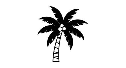 Fototapeta premium Monochrome Silhouette of Palm Tree: A Tropical Icon with a Stylized Aesthetic perfect for summer-themed designs or vacation inspired creative