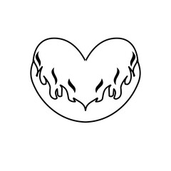 hand-drawn heart with burning fire icon