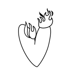 hand-drawn heart with burning fire icon
