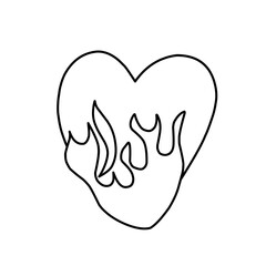 hand-drawn heart with burning fire icon