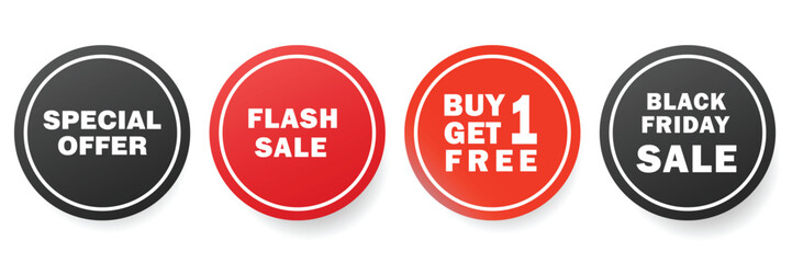 Sale & Offer Badges: Black Friday, Flash Sale, Offer, Discount, Promotion, Marketing