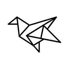 Image made with bird Origami. Monochrome. crow. Dove. Pigeon.Tangrams. Line drawing illustration.