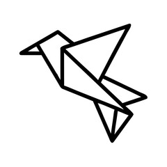 Image made with bird Origami. Monochrome. crow. Dove. Pigeon.Tangrams. Line drawing illustration.