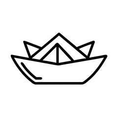 Ship. A hat. An origami image. Monochrome. Tangrams. Line drawing illustration.
