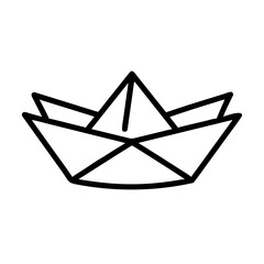 Ship. A hat. An origami image. Monochrome. Tangrams. Line drawing illustration.