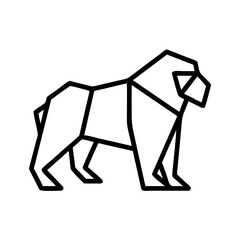 Image made with gorilla Origami. Monochrome. Tangrams. Line drawing illustration.