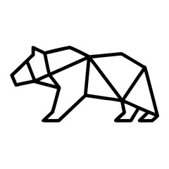 Image made with bear Origami. Monochrome. Tangrams. Line drawing illustration.