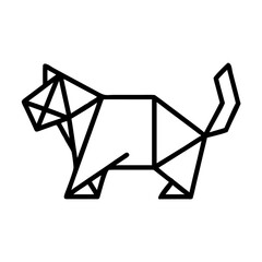 Image made with Tiger Origami. Monochrome. Tangrams. Line drawing illustration.