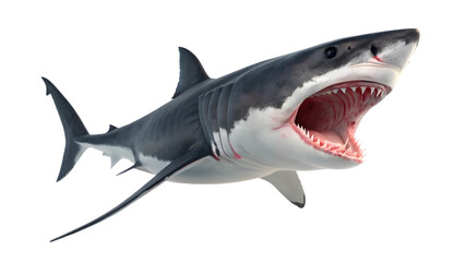 Fototapeta premium Great white shark open mouth teeth predator danger marine life ocean wildlife sea animal