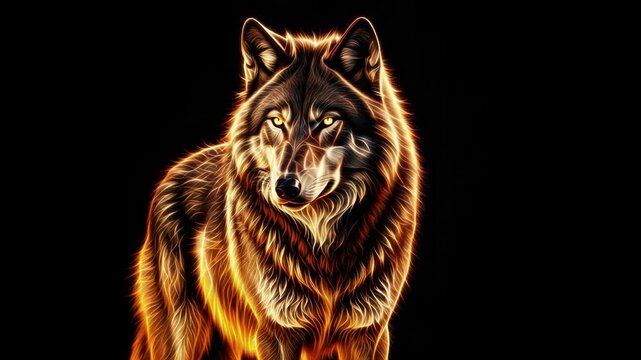 Mystical wolf animation with ethereal glow and detailed fur on dark background