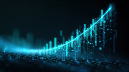 Futuristic data growth chart showing technology and financial progress