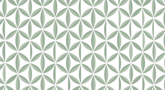 Geometric floral pattern with repeating leaf motifs isolated on transparent background