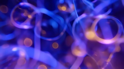 Abstract plasma ball with glowing blue and gold filaments moving gently - Powered by Adobe