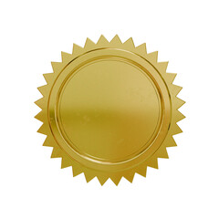  Shiny Gold Seal Emblem Isolated &ndash; Blank Template for Award, Certificate, or Decorative Sticker
