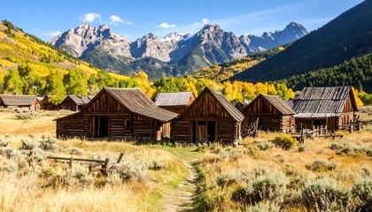 Autumnal mountain village scene