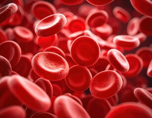View under a microscope, blood-red blood cells in a living body.