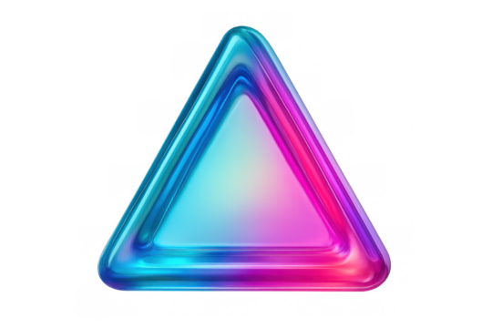 Colorful triangle with neon effect glowing on a transparent background, perfect for modern and futuristic designs