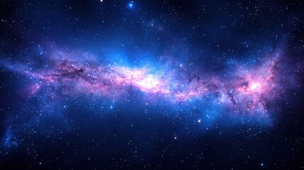 Naklejka premium Vibrant Nebula in Deep Space Cosmic Landscape of Blues, Pinks, and Purples