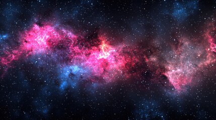 Fototapeta premium Vibrant Pink and Blue Nebula in Dark Space
