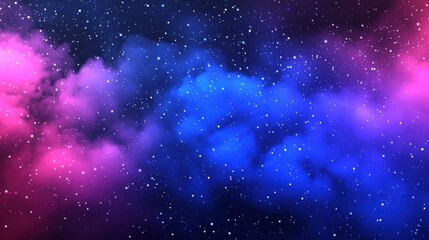 Fototapeta premium Pink and Blue Cosmic Nebula with Scattered Stars