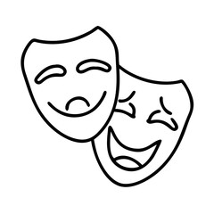 Comedy and Tragedy Masks A SingleLine Art Drawing