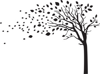 sketch vector illustration silhouette image design icon logo symbol tree branch plant hanging full of leaves artistic unique abstract modern classic vintage