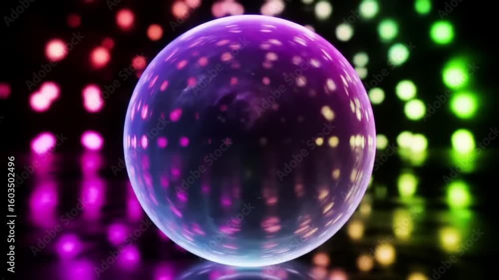 Poster sparkling orb amidst colorful bokehfilled reflections