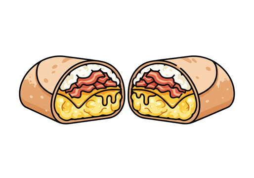 Vector Icon of a Breakfast Burrito with Filling