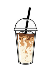Minimalist Iced Coffee To-Go Vector Icon