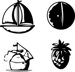 set of vector icons of sailing ships
