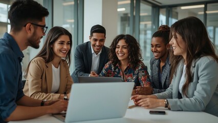 Young Creative Business Team Collaborating in Bright Modern Office