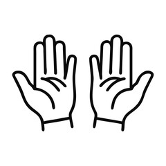 Outline illustrations of two hands with open palms gesture showing fingers for design concepts