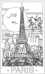 vector sketch illustration silhouette image design icon logo symbol Eiffel Tower in Paris abstract modern for advertising image 