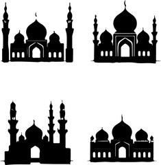 silhouettes of mosques