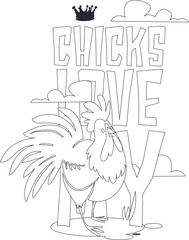 Vector sketch illustration silhouette image design icon logo symbol rooster with cool abstract modern classic vintage style for advertising image