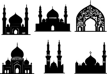 silhouettes of mosques